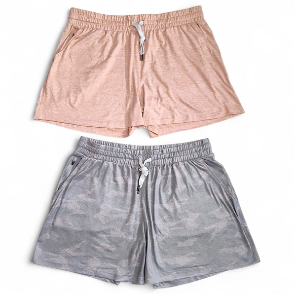 Pacific Trail Cozy Shorts Bundle 2 Pairs- Gray & Peach Pink Womens Size Large - Picture 2 of 11